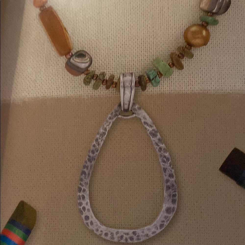 SILPADA sterling Silver and green howlite Beaded Necklace N1786 18”+2” extender - Picture 2 of 3